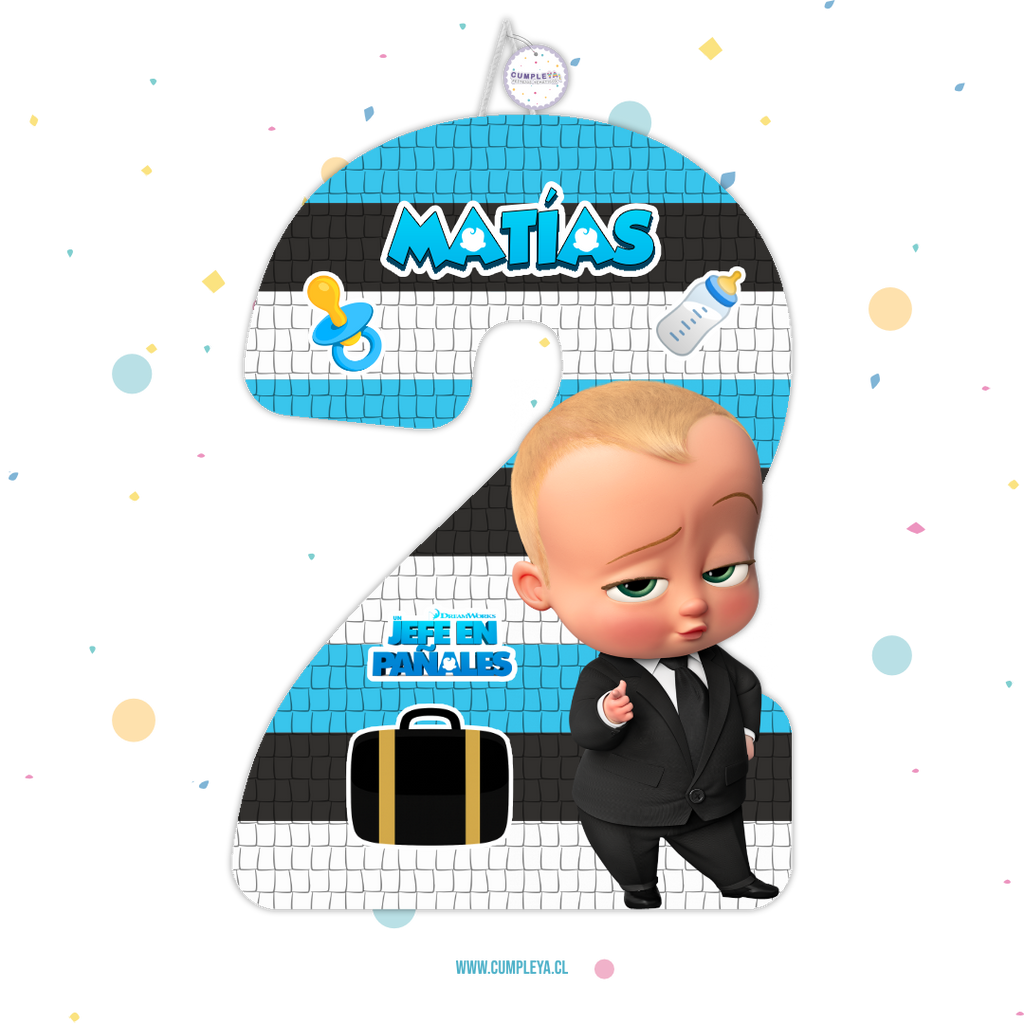 PIÑATA NUMERO 2 JEFE EN PAÑALES 40CM PREMIUM