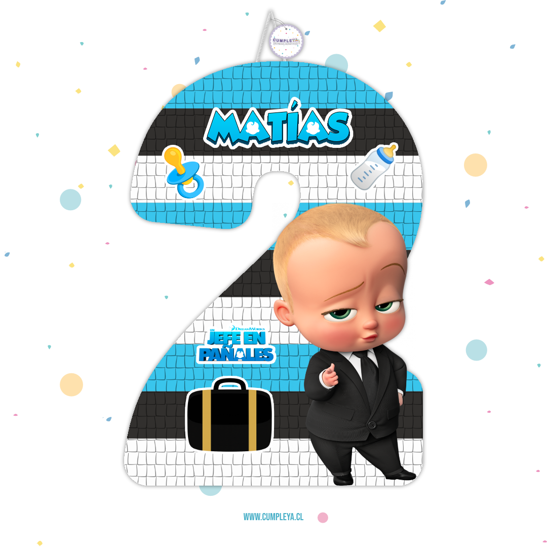 PIÑATA NUMERO 2 JEFE EN PAÑALES 40CM PREMIUM
