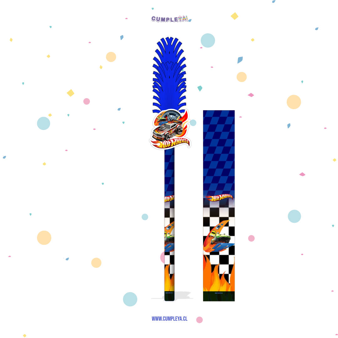 BASTÓN O PALO PARA PIÑATA HOT WHEELS AZUL