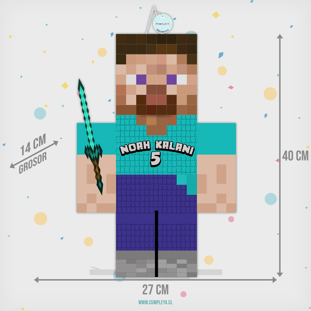 PIÑATA STEVE DE MINECRAFT 40CM PREMIUM