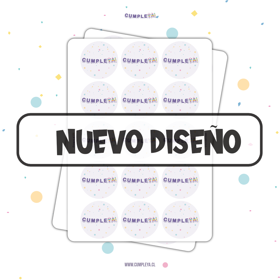 30 STICKER CIRCULARES 5 X 5 CM TEMÁTICA A ELECCIÓN