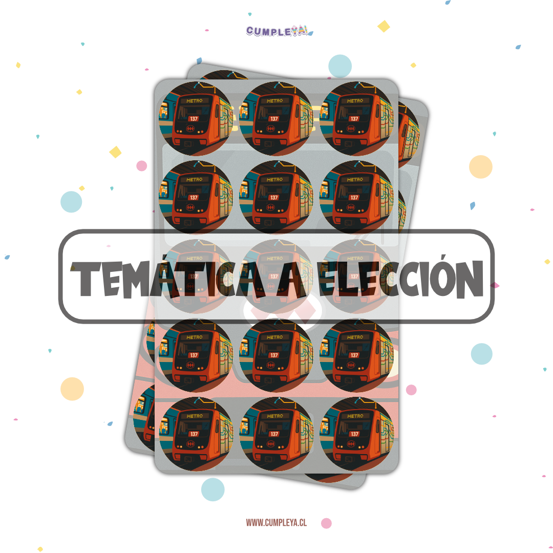 30 STICKER CIRCULARES 5 X 5 CM TEMÁTICA A ELECCIÓN