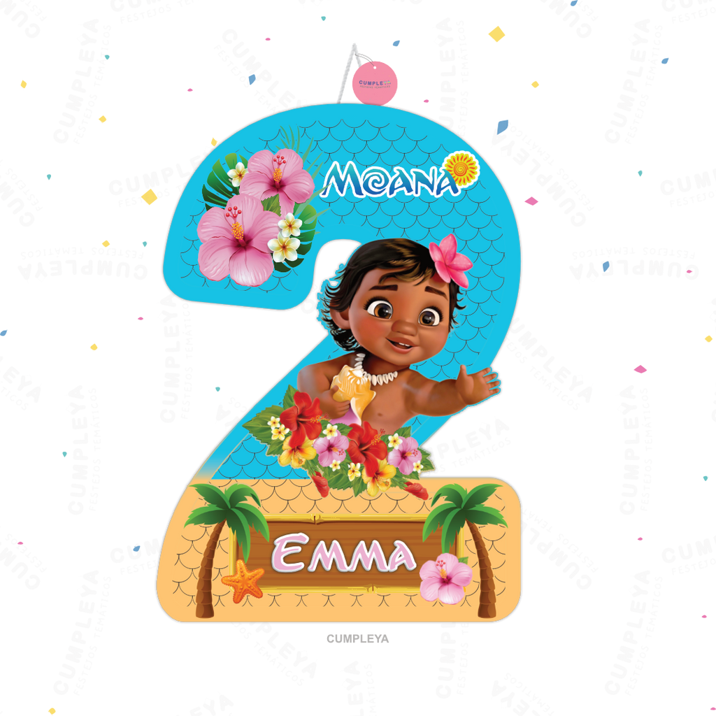 PIÑATA MOANA BEBÉ NÚMERO 2 40CM PREMIUM