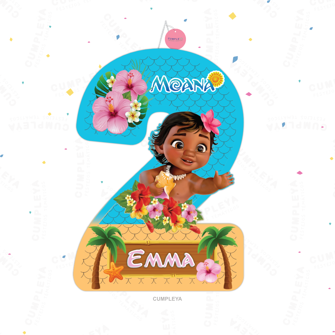 PIÑATA MOANA BEBÉ NÚMERO 2 40CM PREMIUM