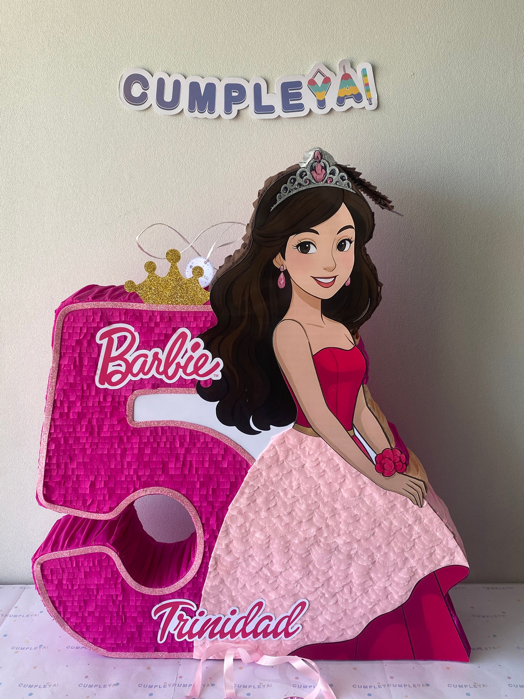 PIÑATA BARBIE CON NUMERO 5 60CM PREMIUM