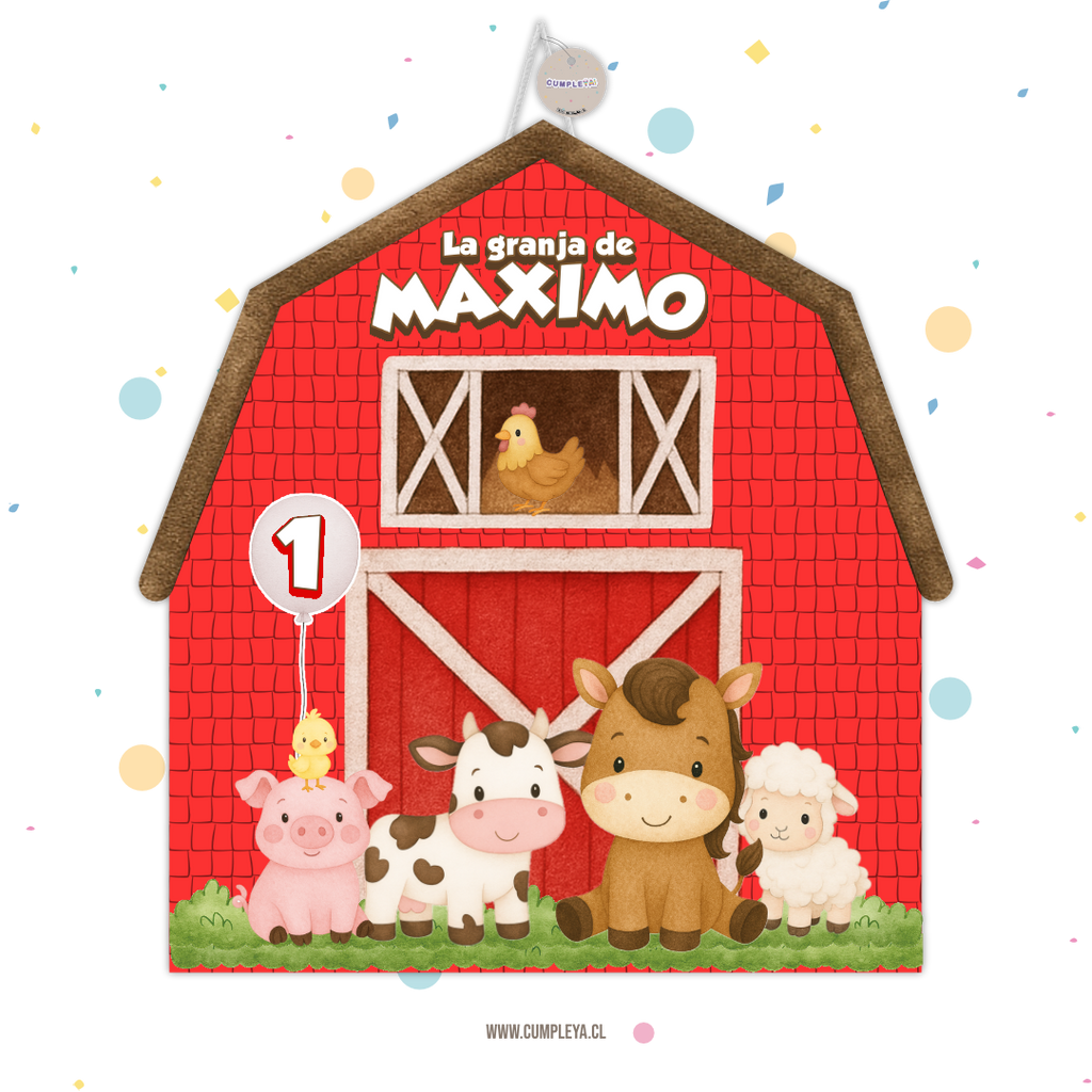 PIÑATA GRANJA ROJA 40CM PREMIUM