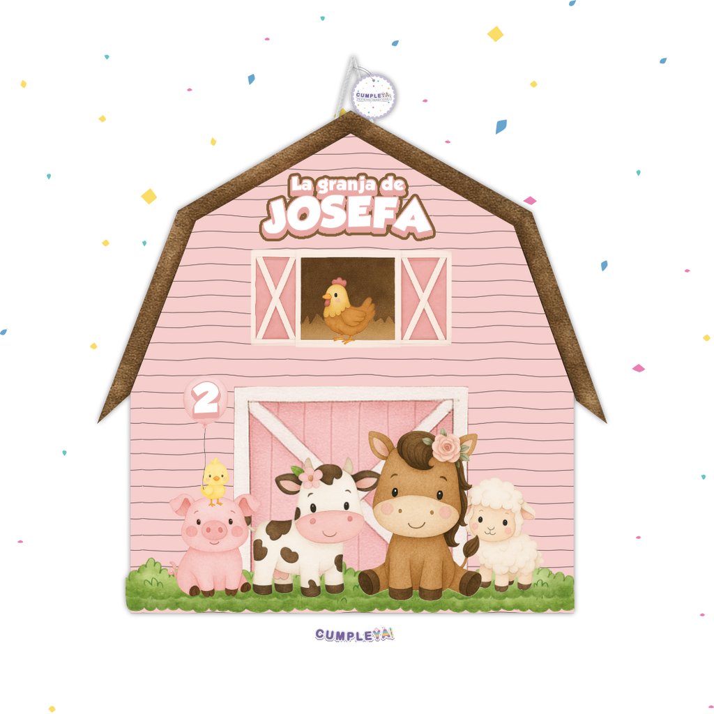 PIÑATA GRANJA ROSADA 40CM PREMIUM