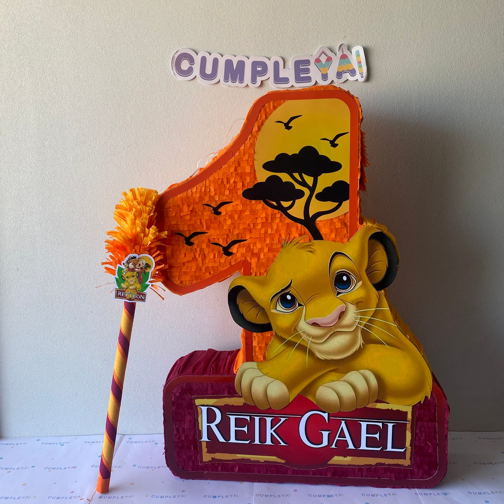 PIÑATA REY LEON CON NUMERO 1 60CM PREMIUM