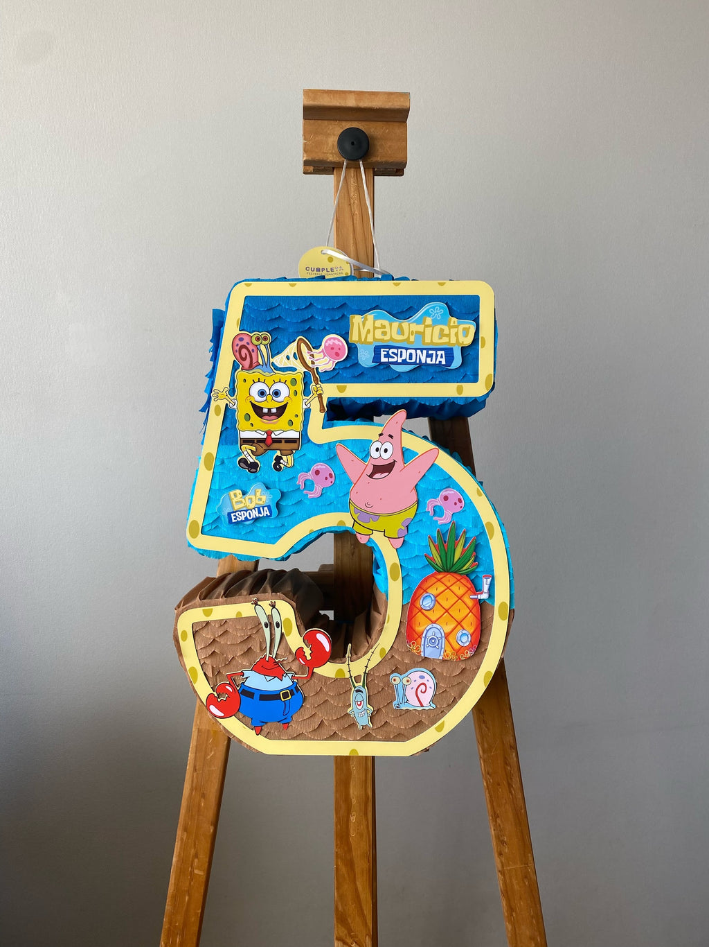 PIÑATA NÚMERO 5 BOB ESPONJA 40CM PREMIUM