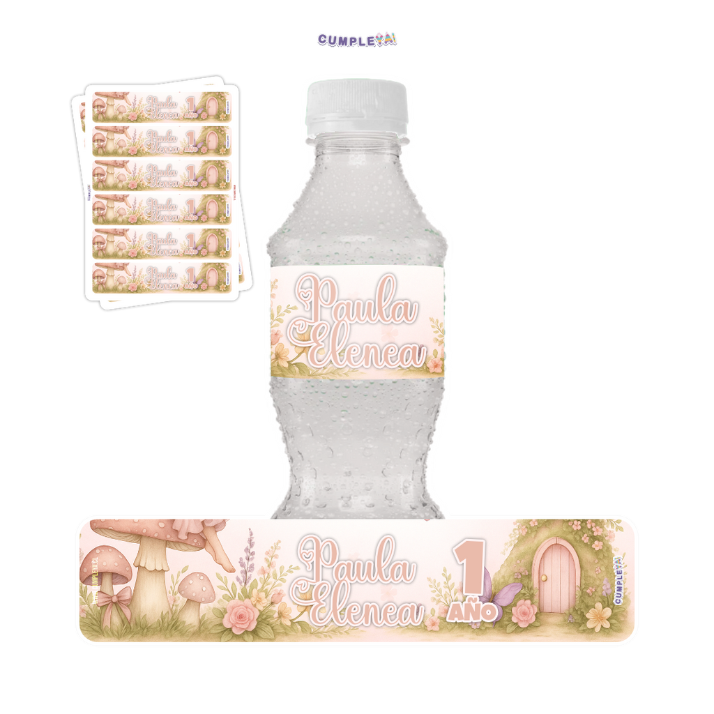 STICKER HADA PARA BOTELLA 250ML 18X3, 5CM SET 12U TEMÁTICO