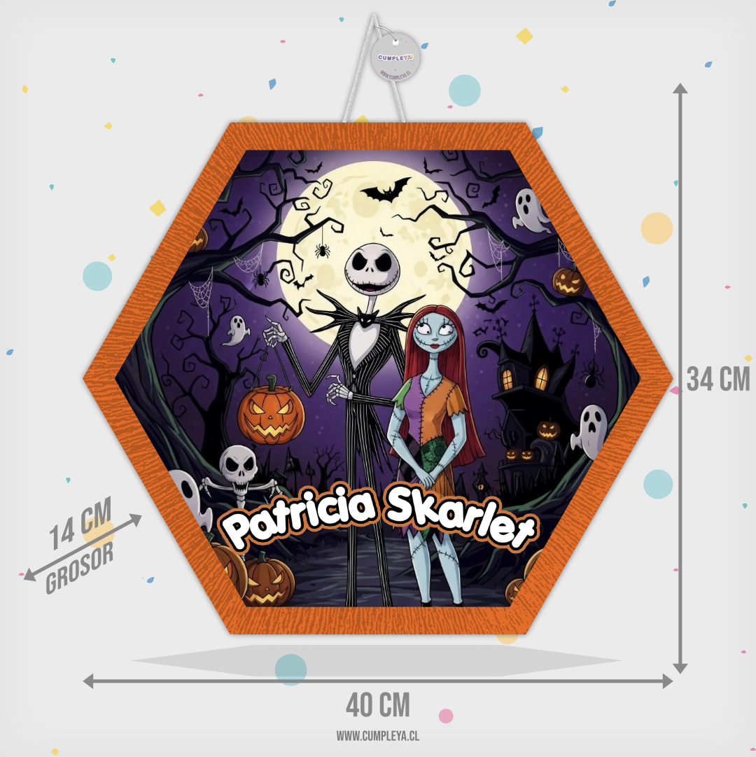 PIÑATA JACK Y SALLY HEXAGONAL EXPRÉS 40CM