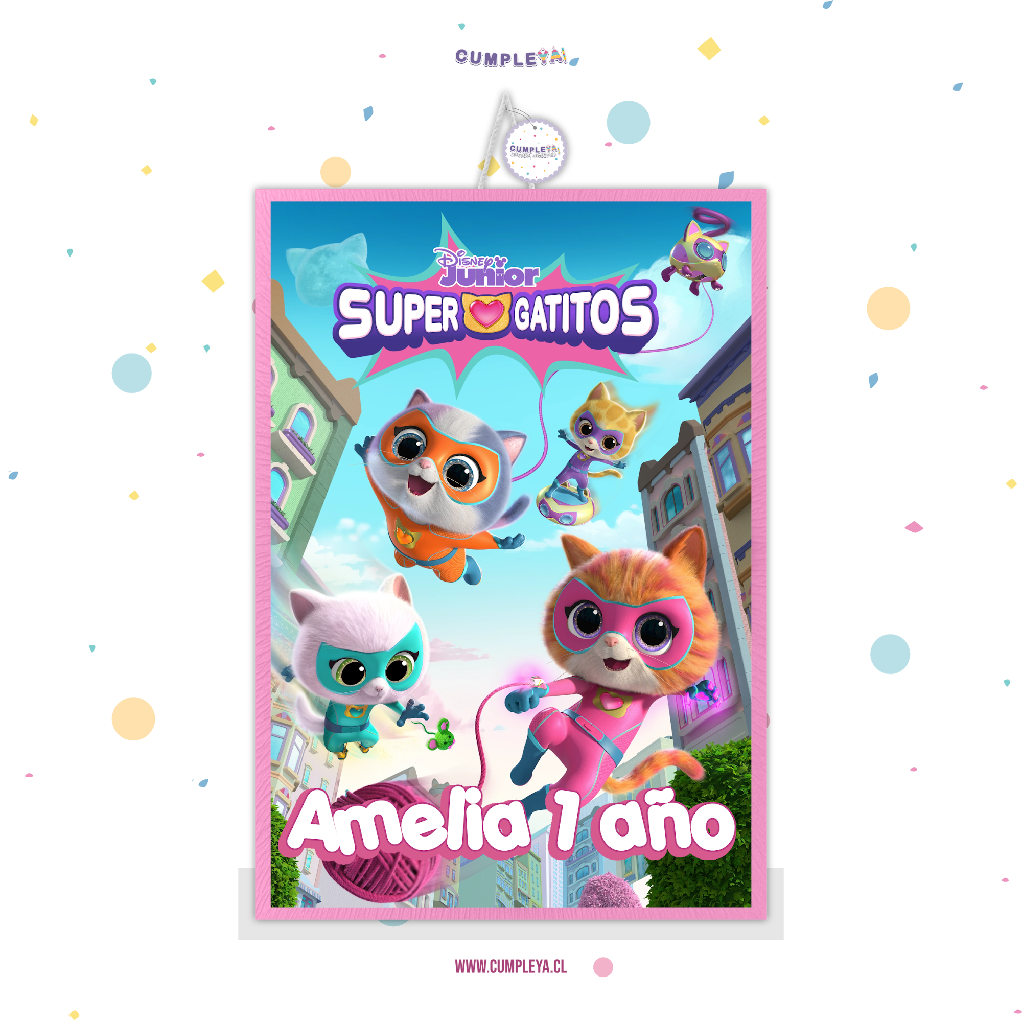 PIÑATA 40 CM RECTANGULAR SUPERGATITOS