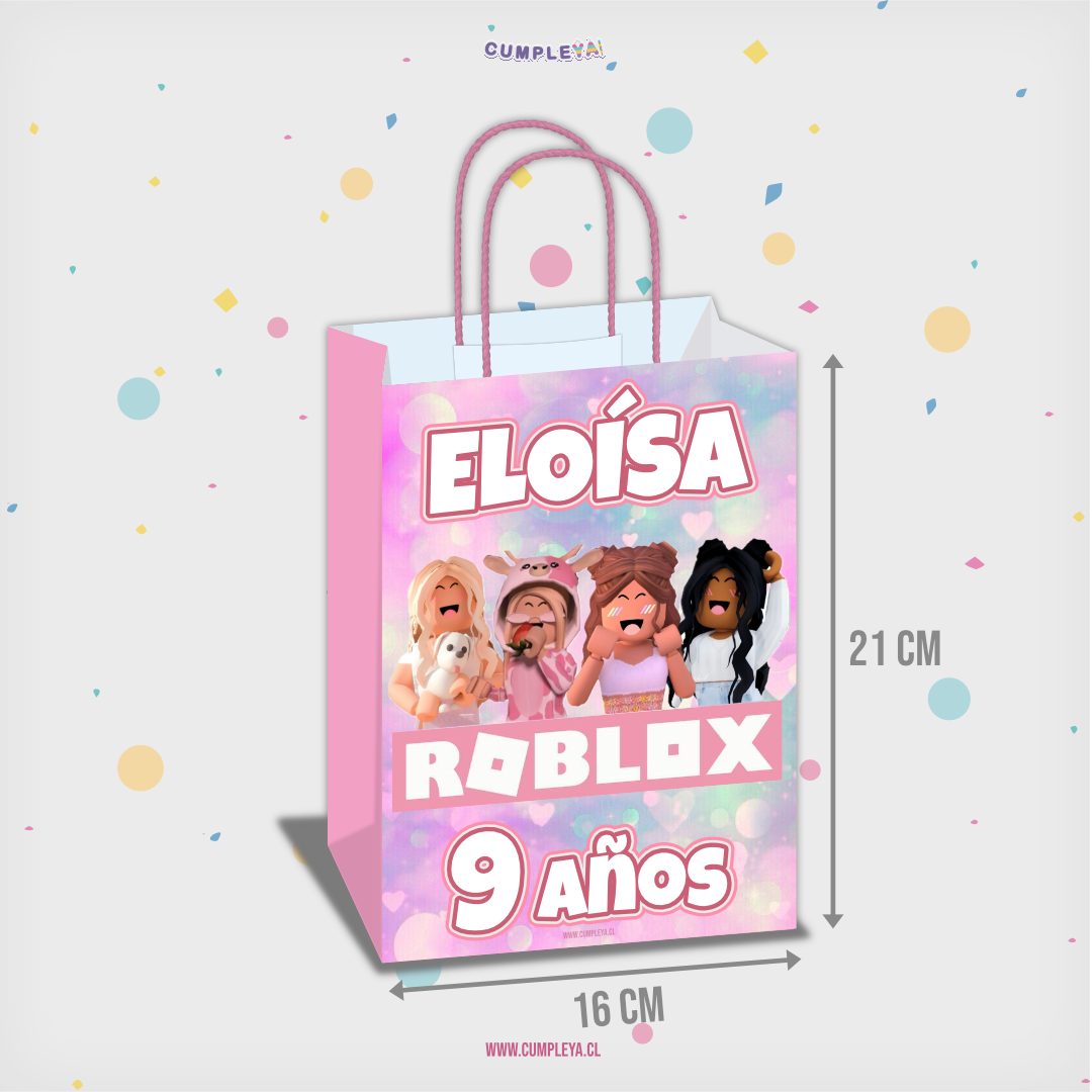 BOLSA SORPRESA ROBLOX NIÑA PERSONALIZADO 16X21X8CM