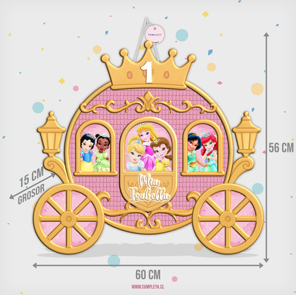 PIÑATA CARROZA PRINESAS DE DISNEY BEBE 60CM PREMIUM