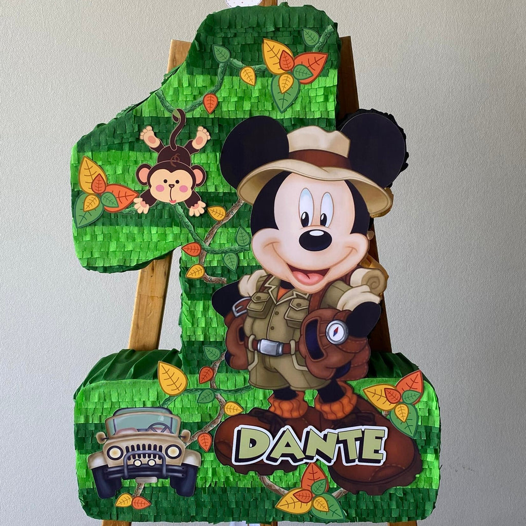 PIÑATA NÚMERO 1 CON MICKEY SAFARI 60CM PREMIUM