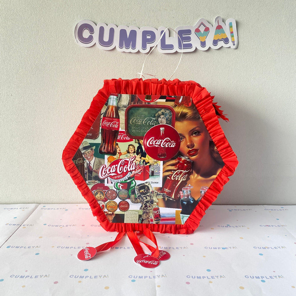 PIÑATA COCA COLA HEXAGONAL EXPRÉS 40CM