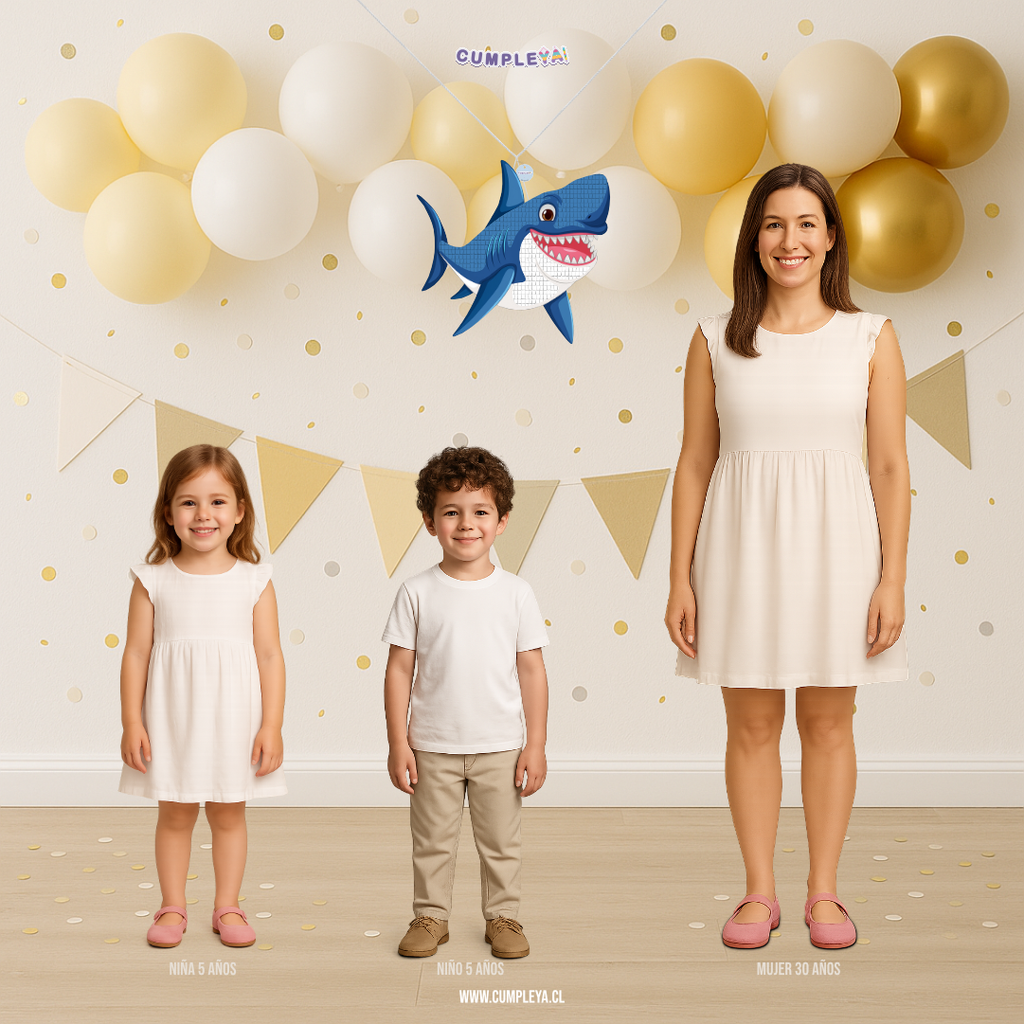 PIÑATA TIBURON AZUL 40CM PREMIUM