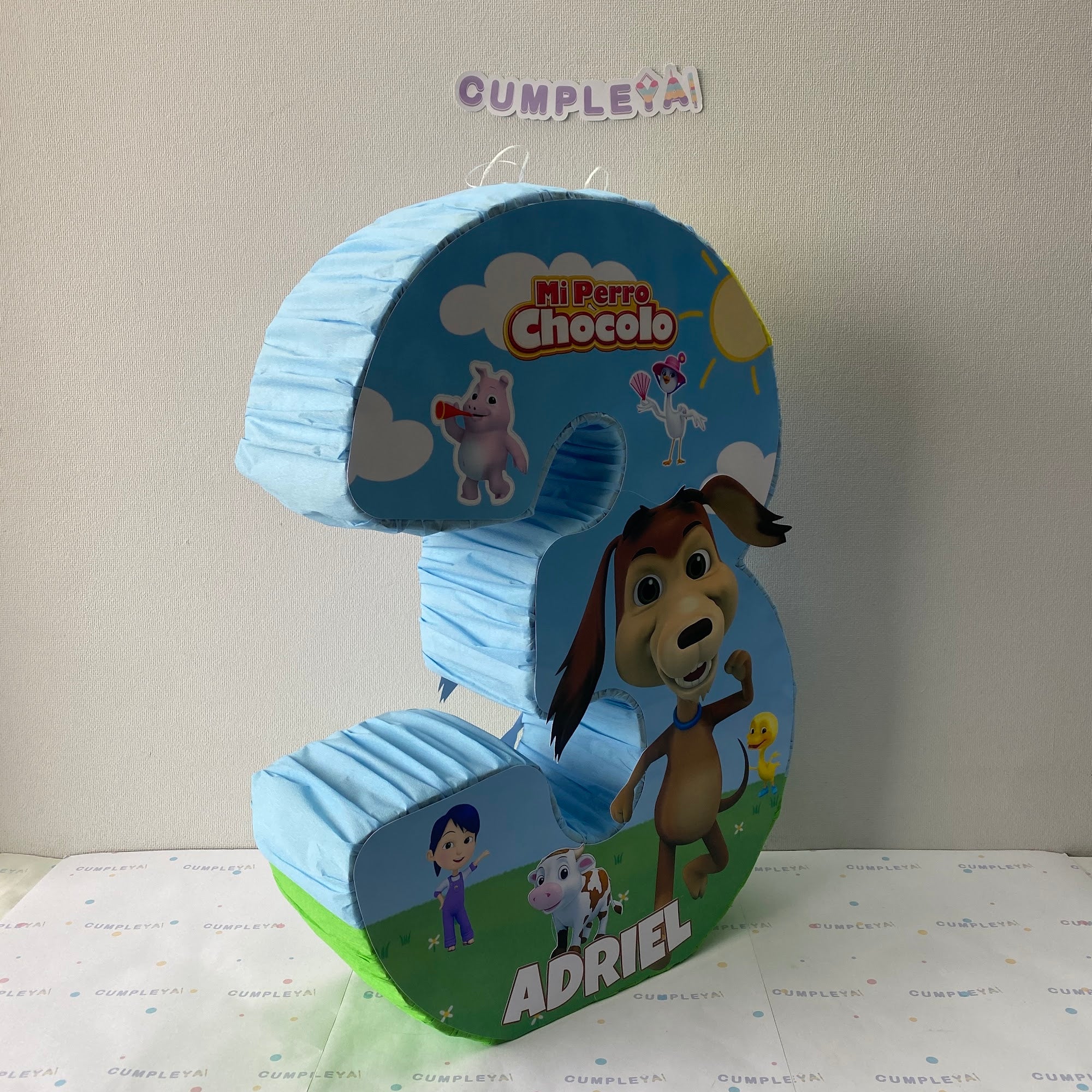 PIÑATA 60 CM XL NUMERO 3 PERRO CHOCOLO