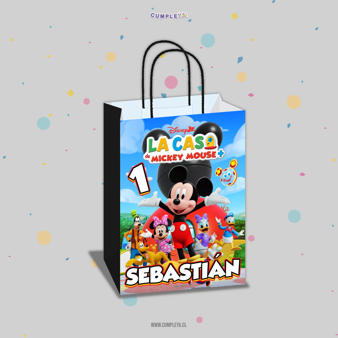 BOLSA SORPRESA CASA DE MICKEY PERSONALIZADO 16X21X8CM