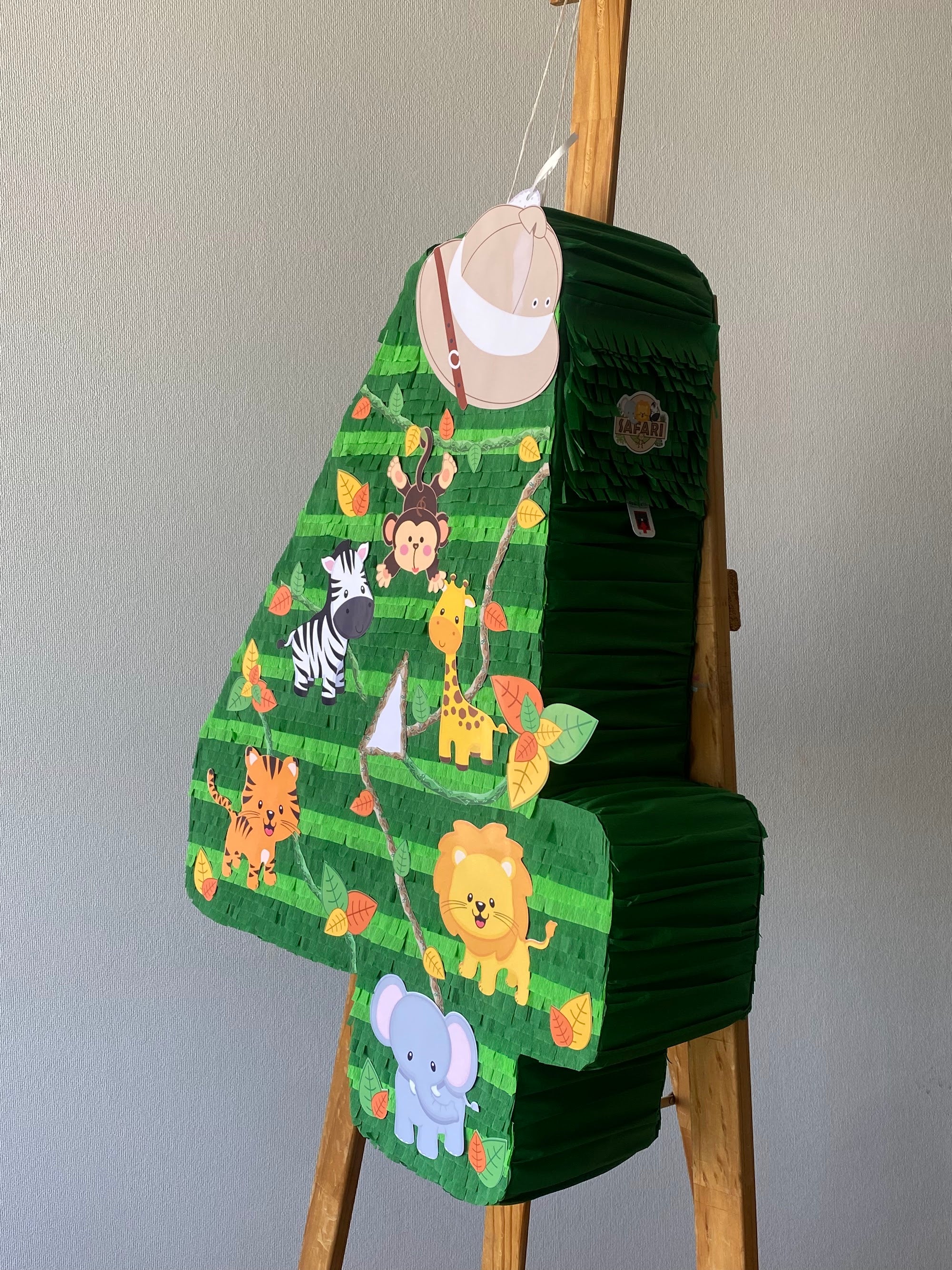 PIÑATA NUMERO 4 ANIMALITO SAFARI 60CM PREMIUM