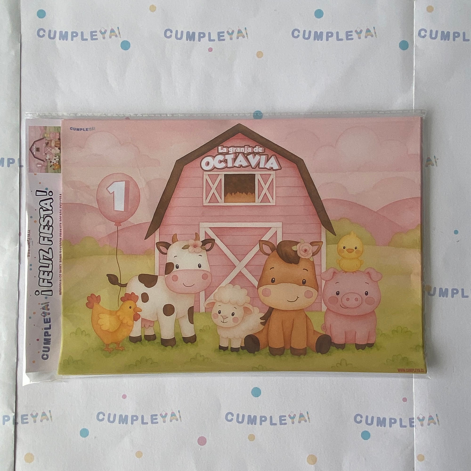 INDIVIDUALES DE PAPEL PACK 12U GRANJITA ROSADA