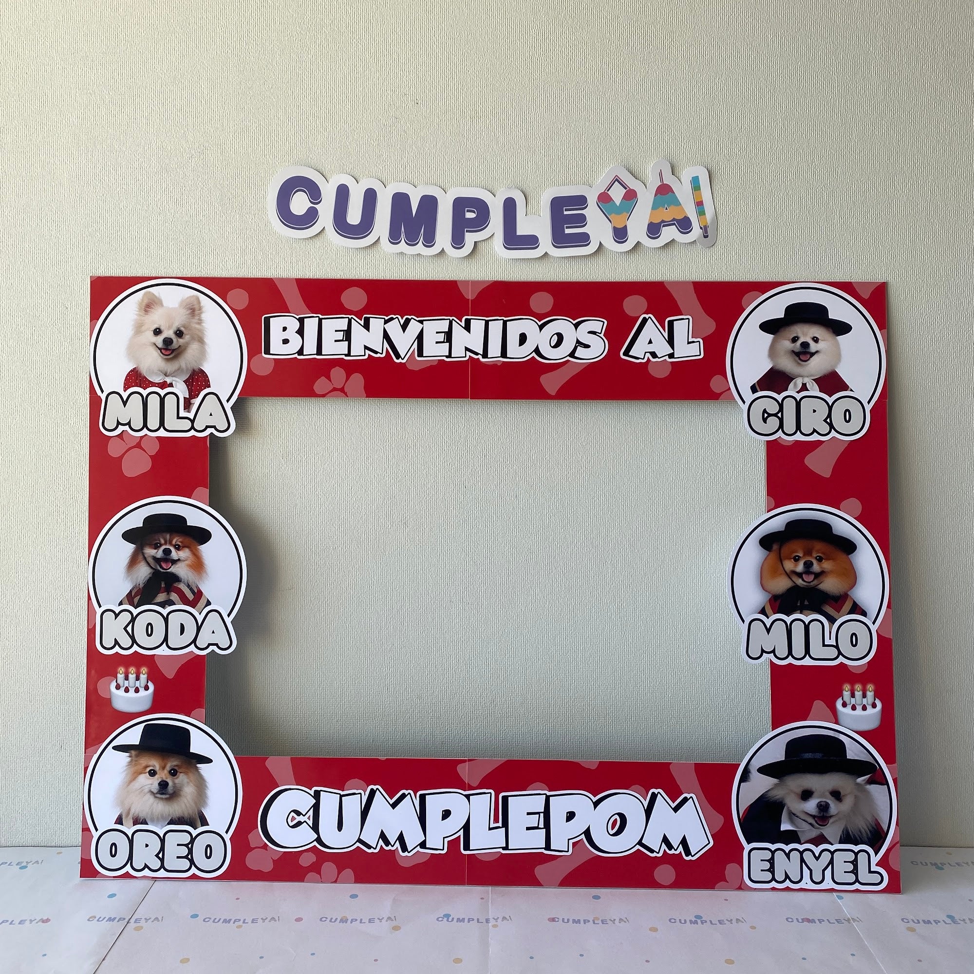 CUADRO SELFIE PERRITO POMERANIA 77X55CM