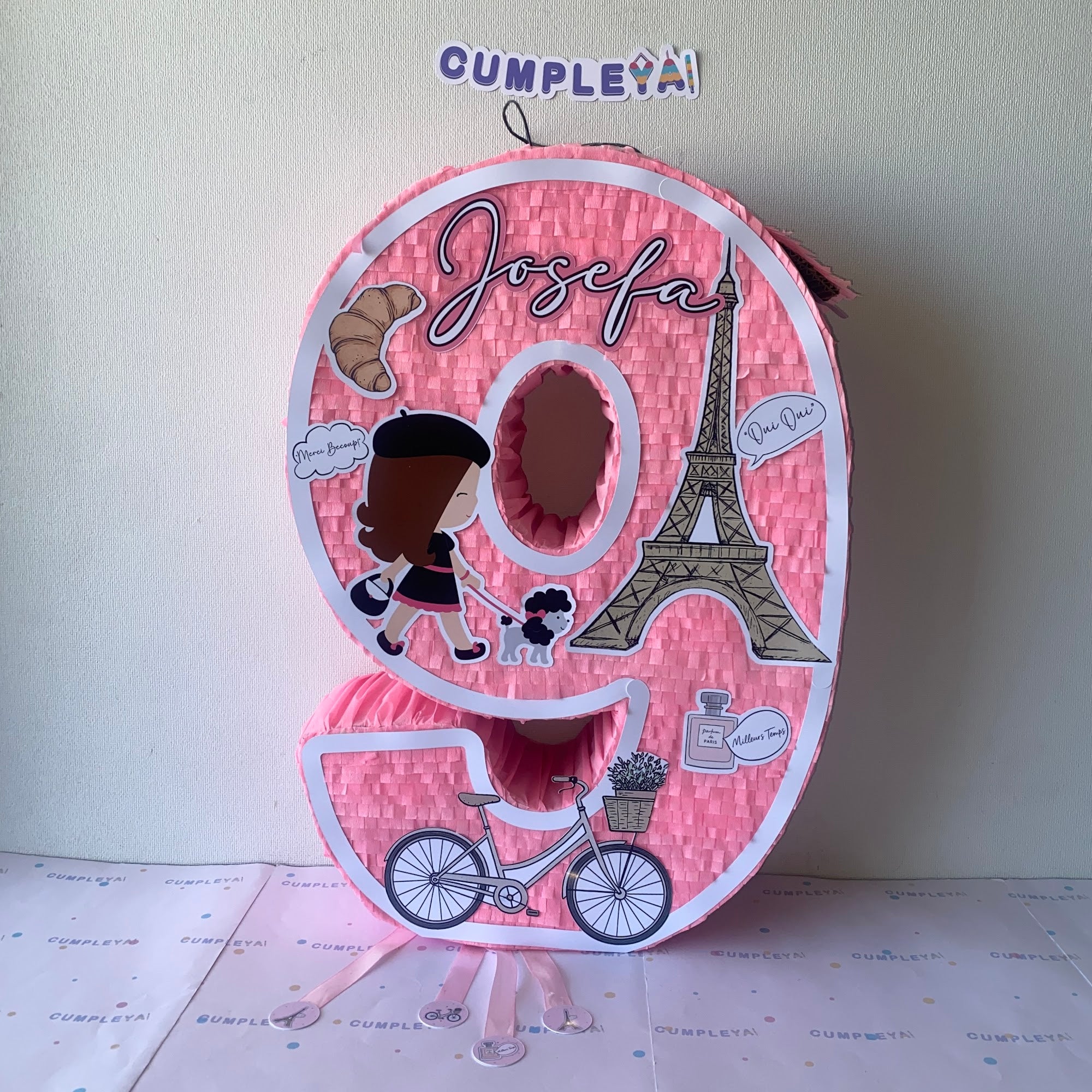 PIÑATA NUMERO NUEVE PARIS 60CM PREMIUM