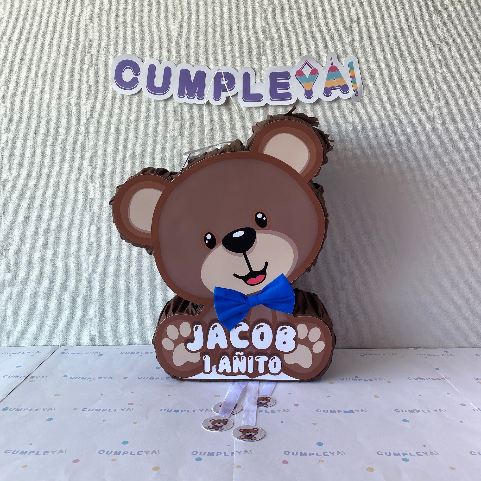 PIÑATA 40 CM OSITO LAZO AZUL
