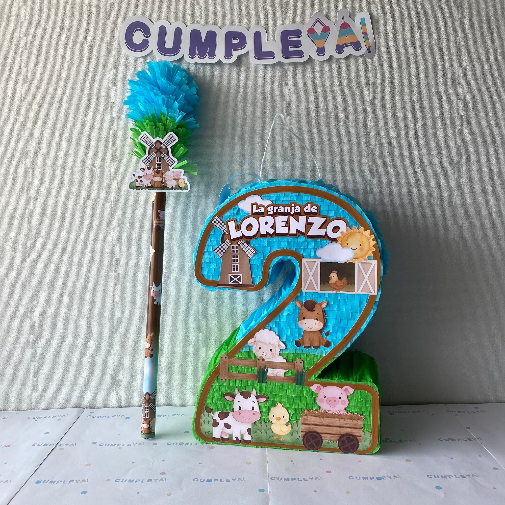 PIÑATA NUMERO 2 ANIMALITOS DE LA GRANJA 40CM PREMIUM