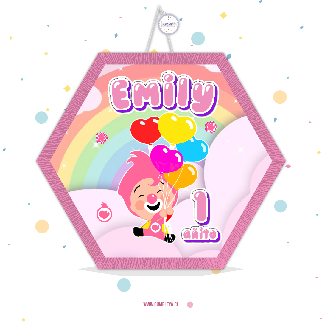 PIÑATA PLIM PLIM ROSADO HEXAGONAL EXPRÉS 40CM