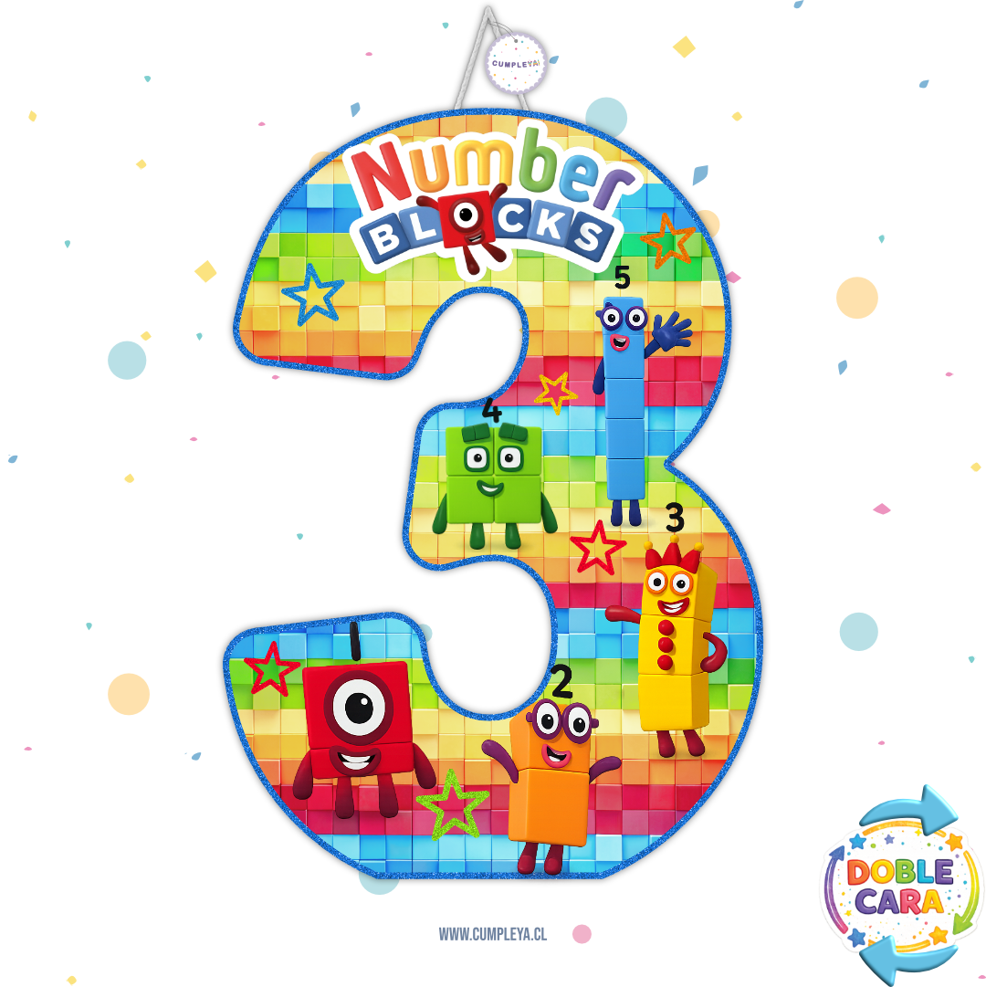 PIÑATA 40 CM NUMERO 3 NUMBERBLOCKS