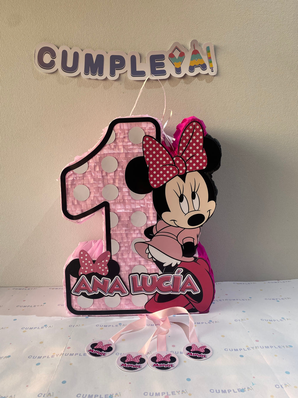 PIÑATA NUMERO 1 MINNIE MOUSE 40CM PREMIUM