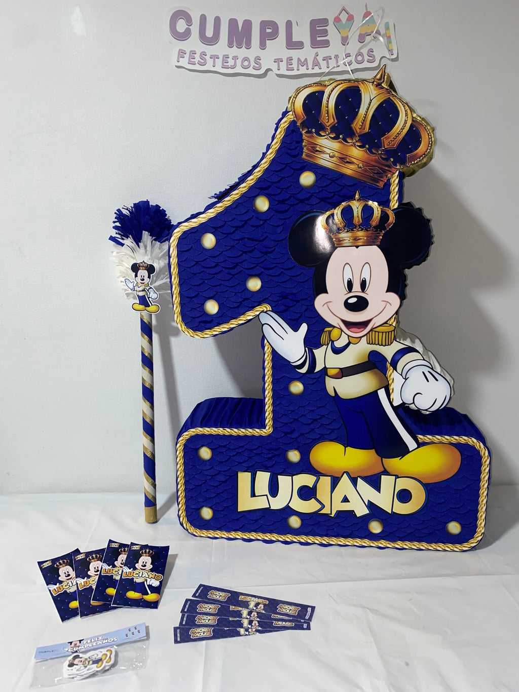 PIÑATA NUMERO 1 MICKEY REY AZUL 60CM PREMIUM