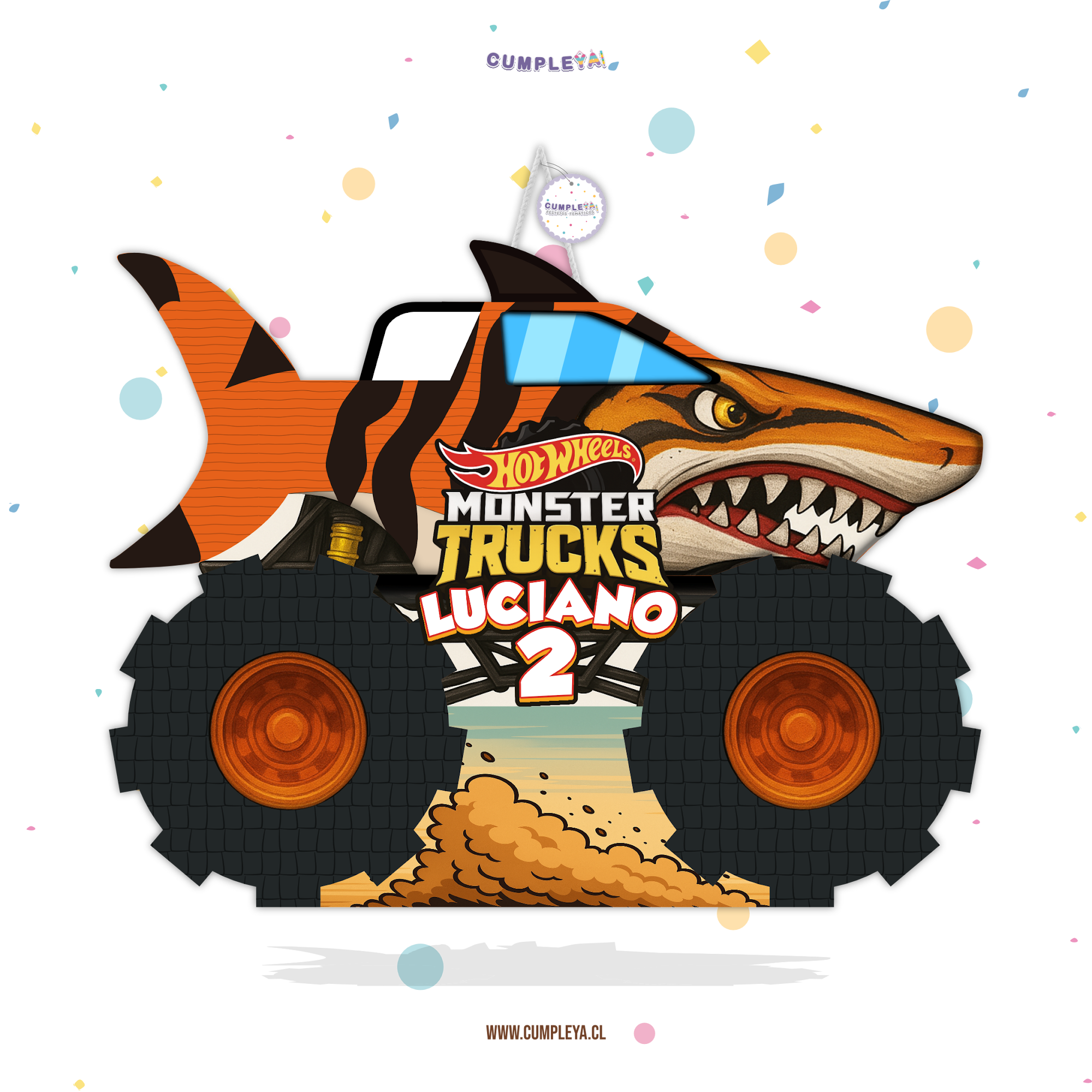 PIÑATA TIBURON MONSTER TRUCK 40CM PREMIUM