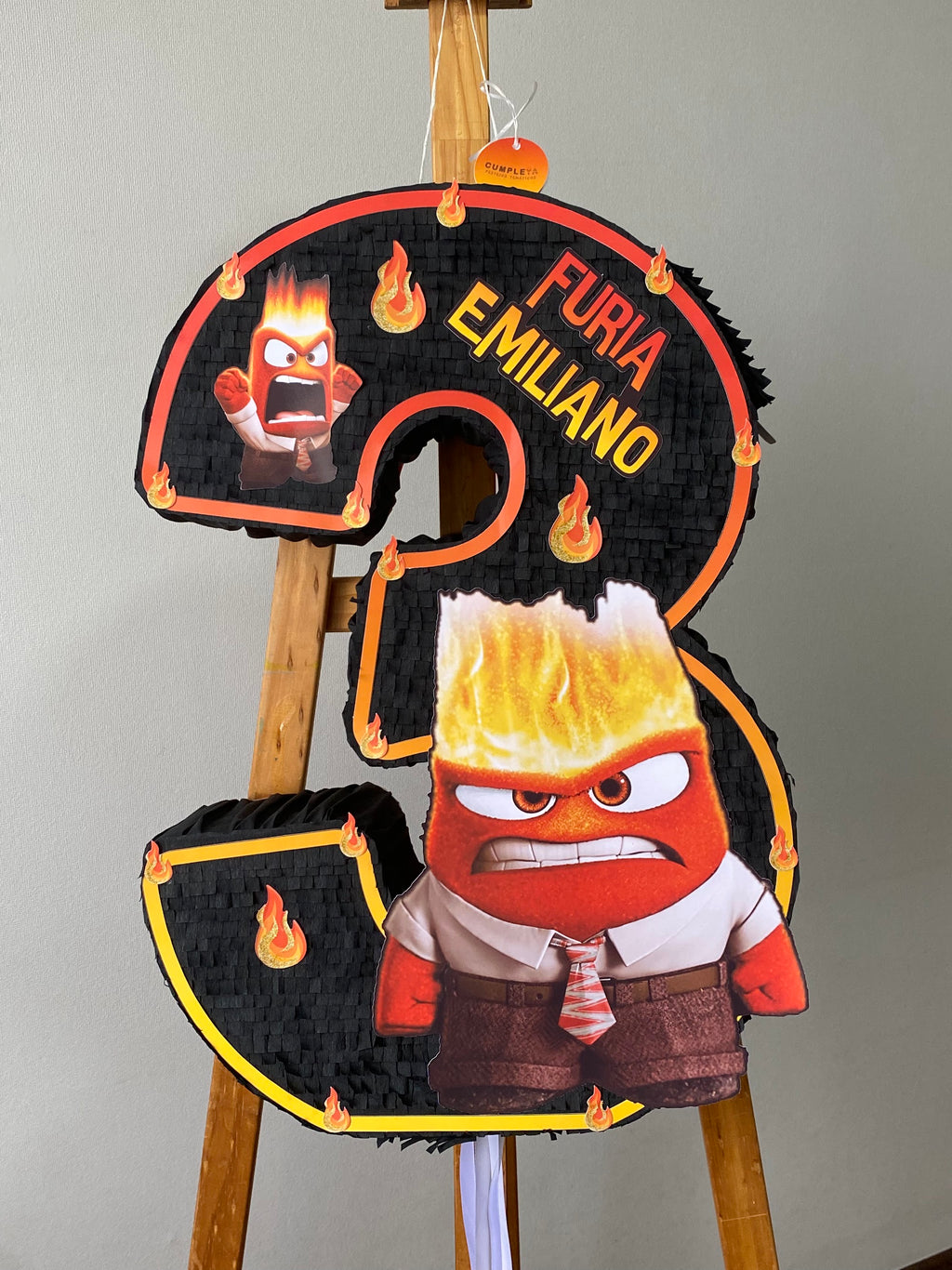 PIÑATA NUMERO 3 FURIA DE INTENSAMENTE 60CM PREMIUM