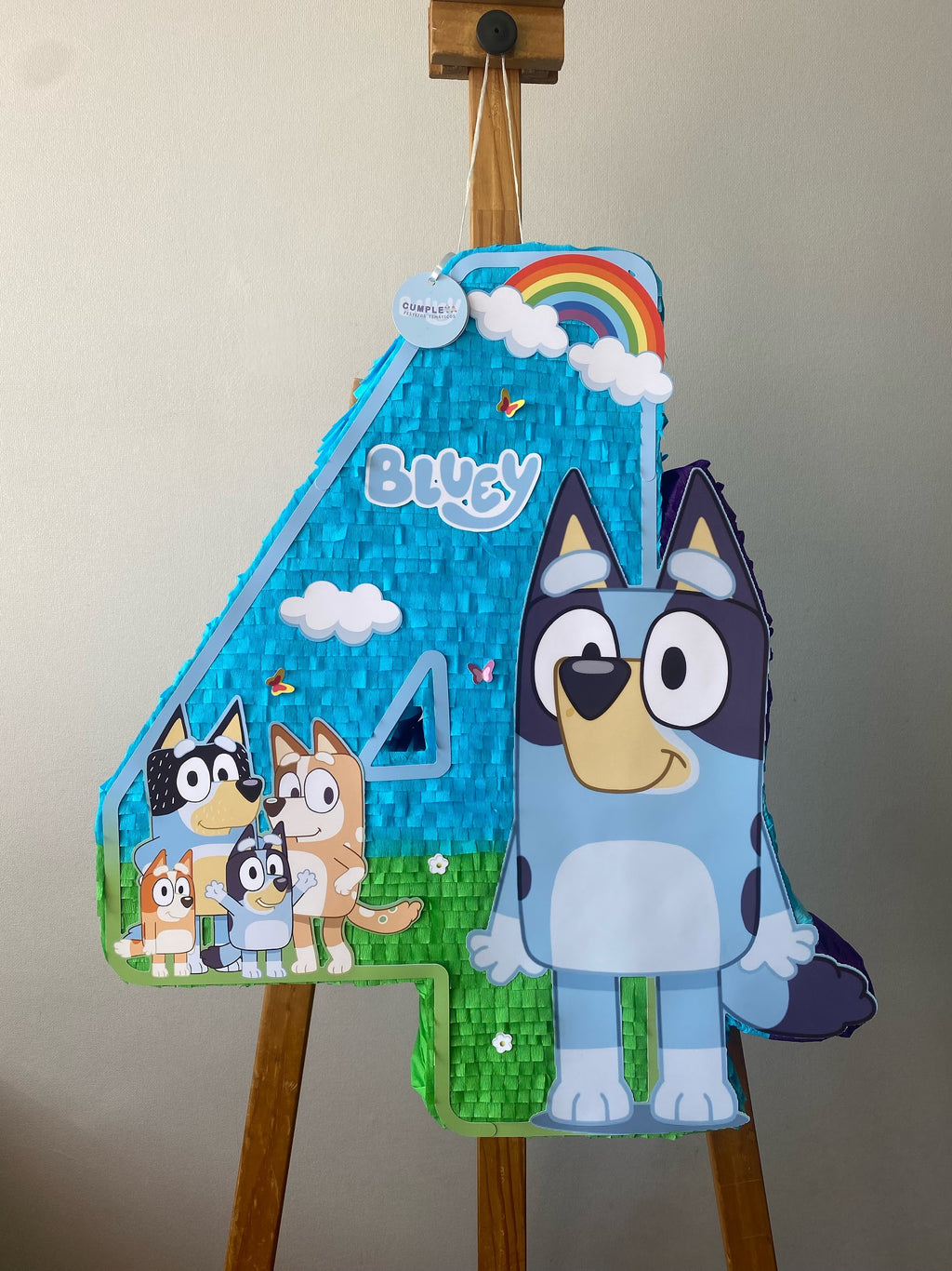 PIÑATA NÚMERO 4 DE BLUEY 60CM PREMIUM