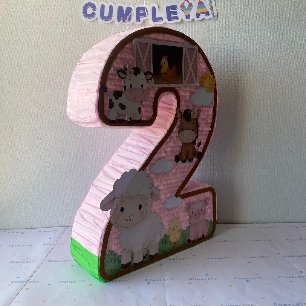 PIÑATA NUMERO 2 GRANJA 60CM PREMIUM