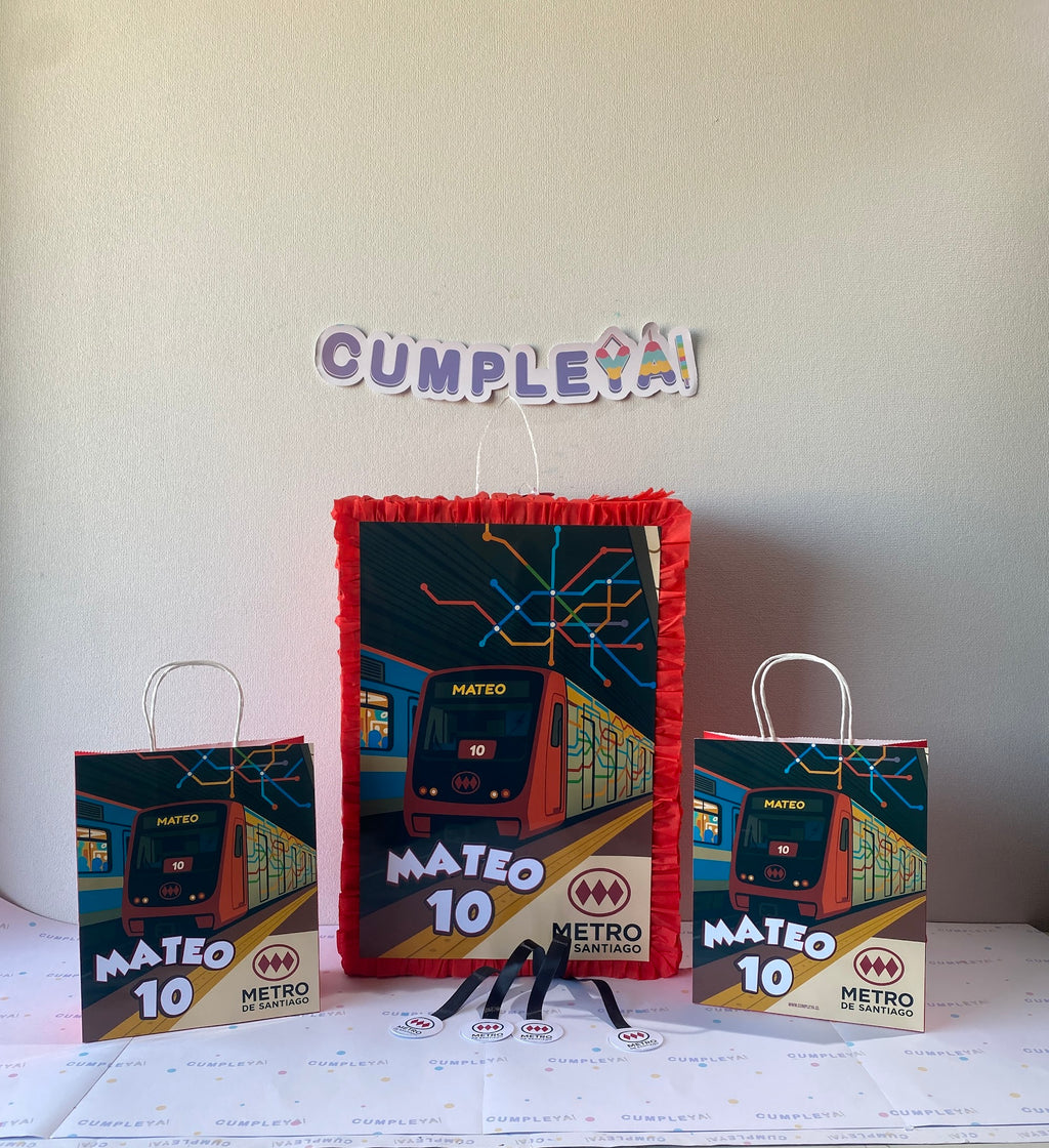 PIÑATA LOGO METRO SANTIAGO RECTANGULAR EXPRÉS 50CM