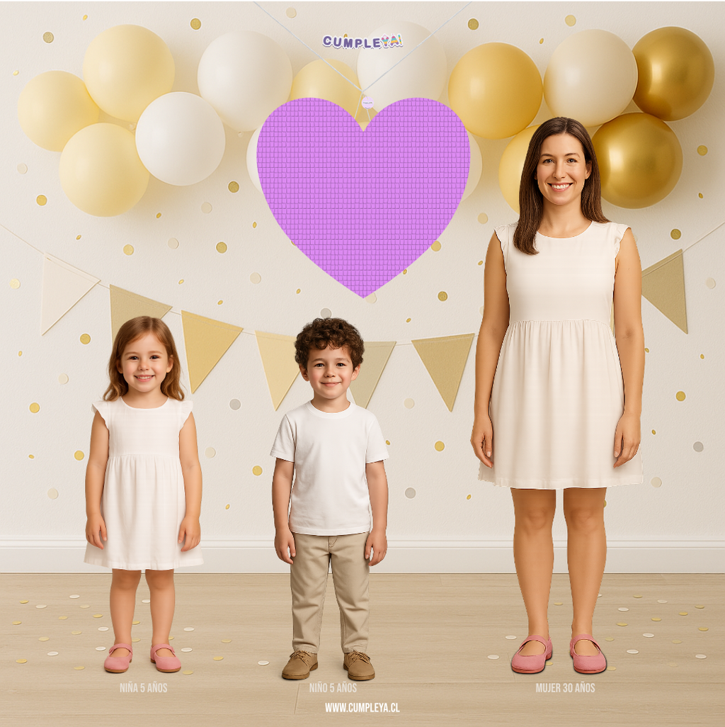 PIÑATA CORAZON ROSA 60CM PREMIUM