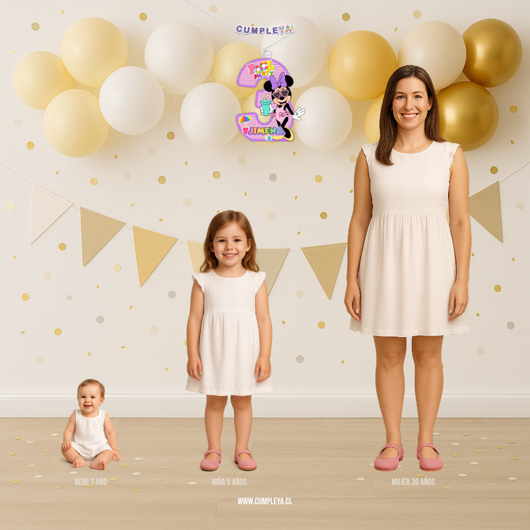 PIÑATA NUMERO 3 MINNIE MOUSE POOL 40CM PREMIUM