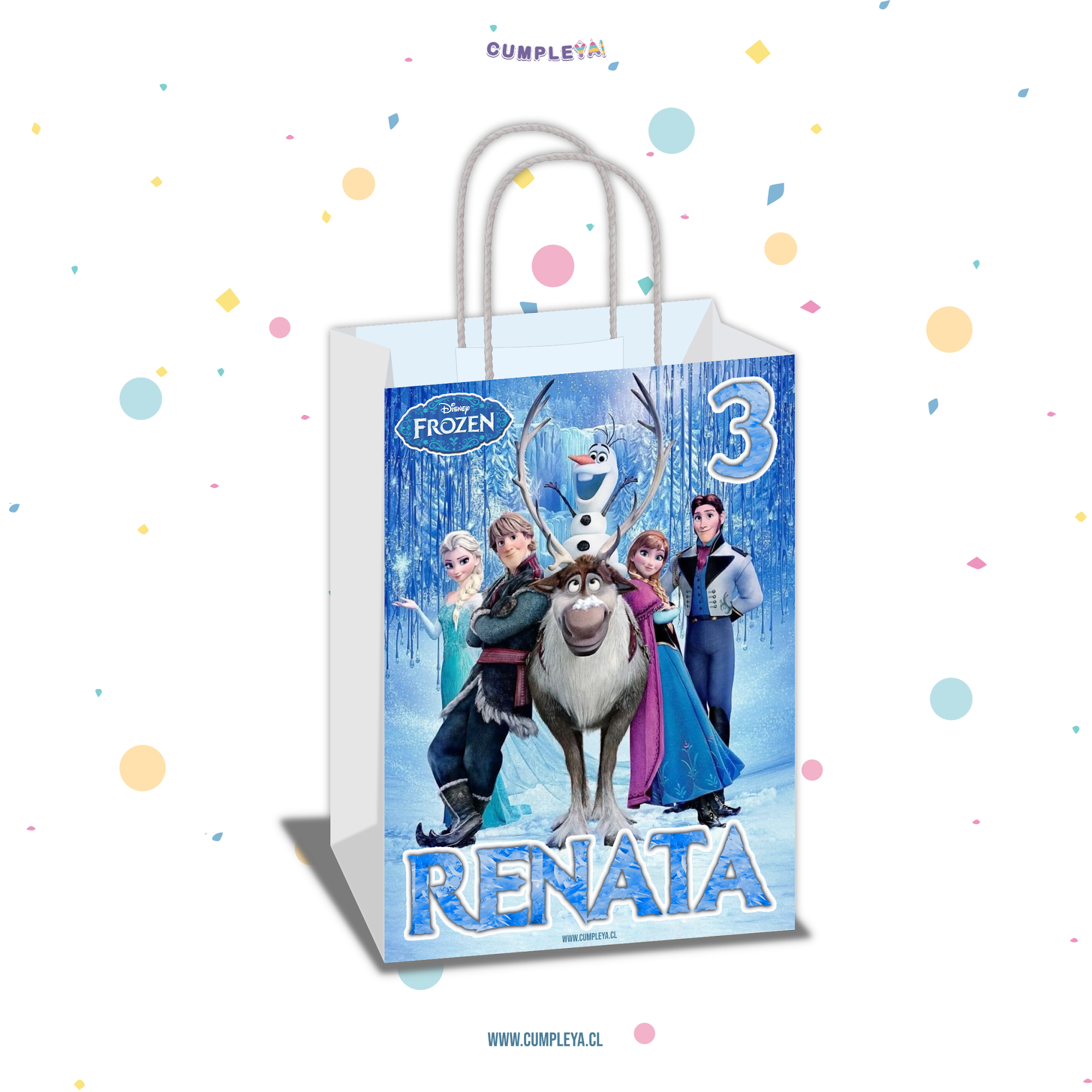 BOLSA SORPRESA FROZEN PERSONALIZADO 16X21X8CM