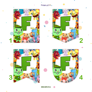 BANDERIN FELIZ CUMPLEAÑOS HAPPY TREE FRIENDS