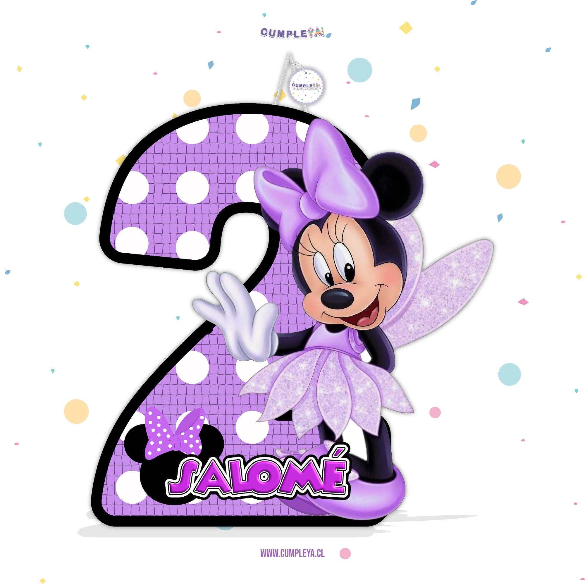 PIÑATA NUMERO 2 MINNIE HADA 40CM PREMIUM