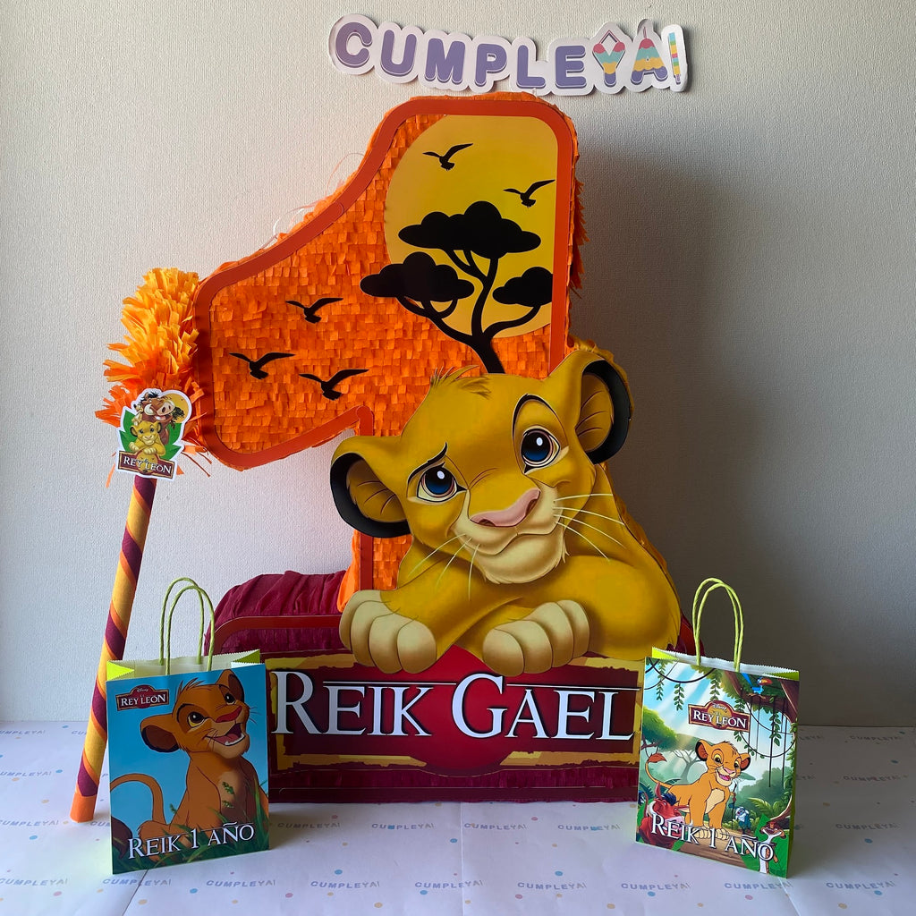PIÑATA REY LEON CON NUMERO 1 60CM PREMIUM