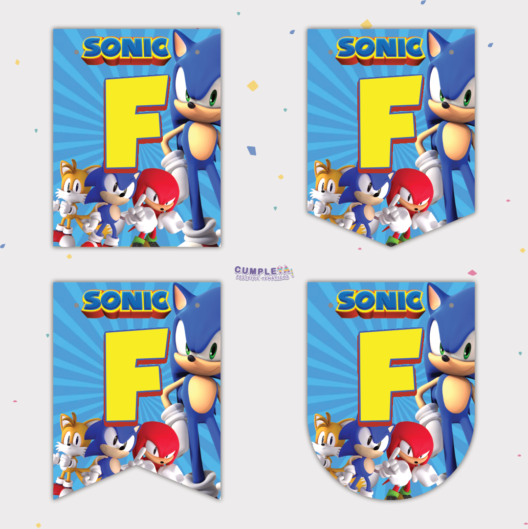 BANDERIN SONIC FELIZ CUMPLEAÑOS