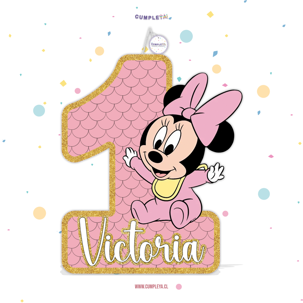 PIÑATA NUMERO 1 CON MINNIE BEBE 40CM PREMIUM