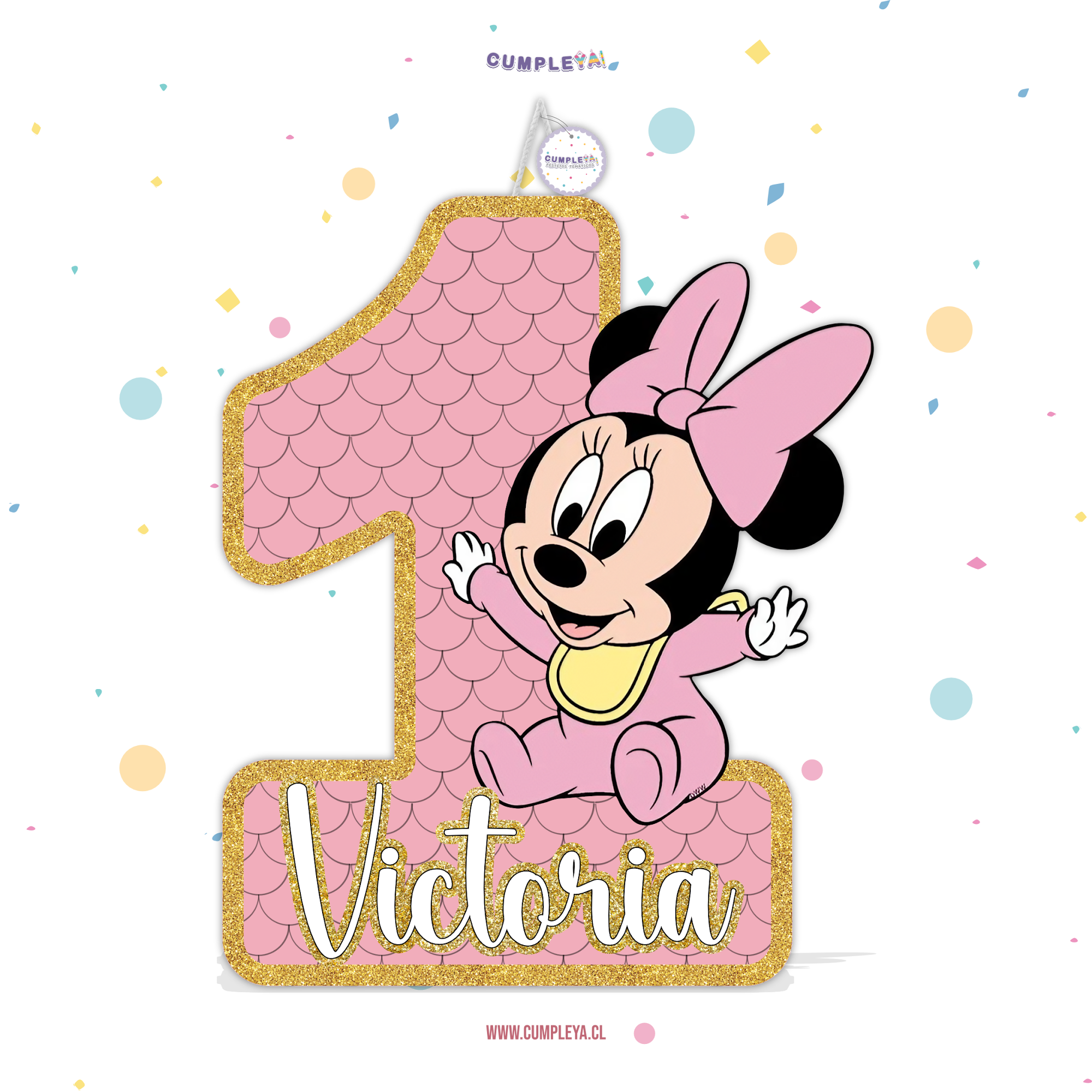 PIÑATA NUMERO 1 CON MINNIE BEBE 40CM PREMIUM