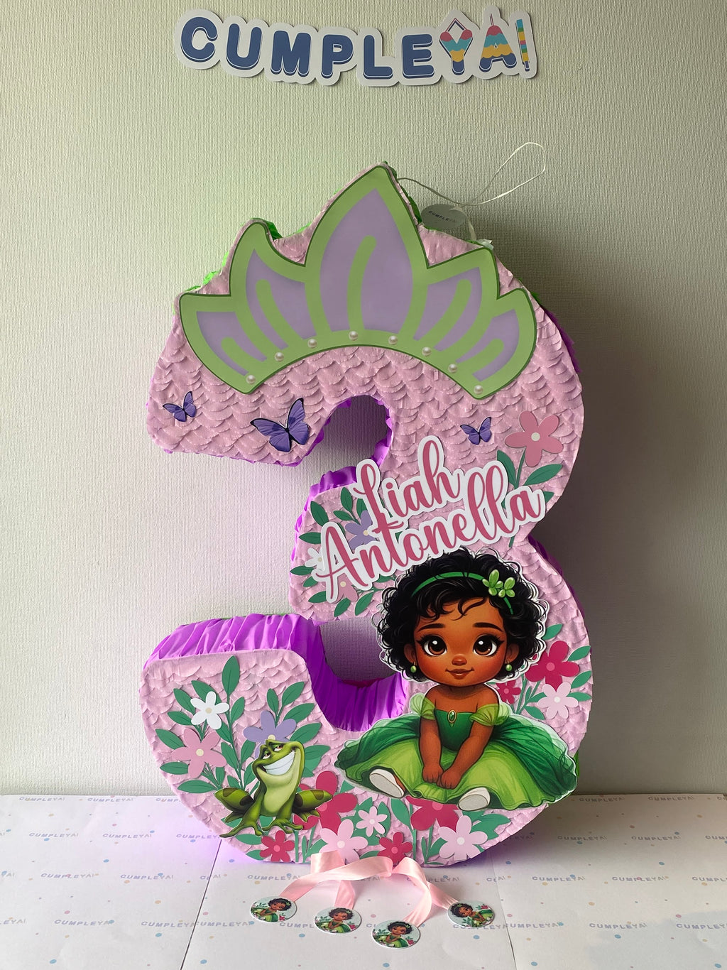 PIÑATA NUMERO 3 PRINCESA TIANA BEBE 60CM PREMIUM