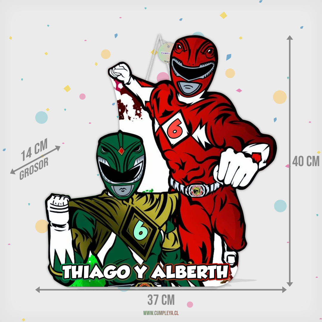 PIÑATA 40 CM POWER RANGER ROJO Y VERDE