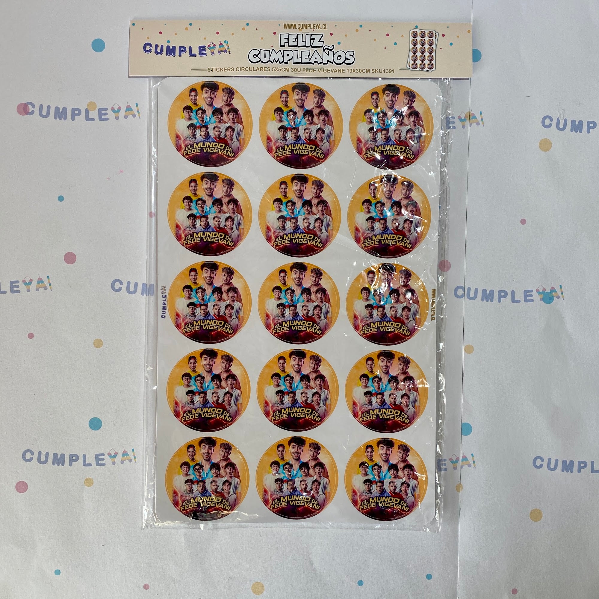 30 STICKER CIRCULARES 5 X 5 CM FEDE VIGEVANE